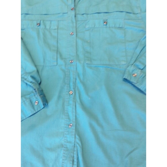Diane Von Furstenberg Blouse Top Womens Size 20 Button Up Roll Tab Teal - Picture 4 of 10